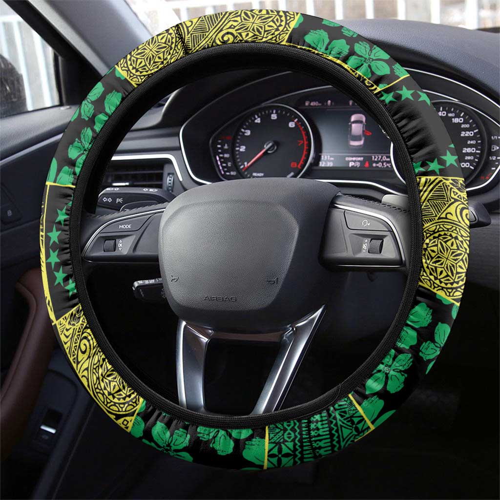 Cook Islands Mere Kiritimiti Steering Wheel Cover Pacific Patchwork Xmas Vibes - Polynesian Pride