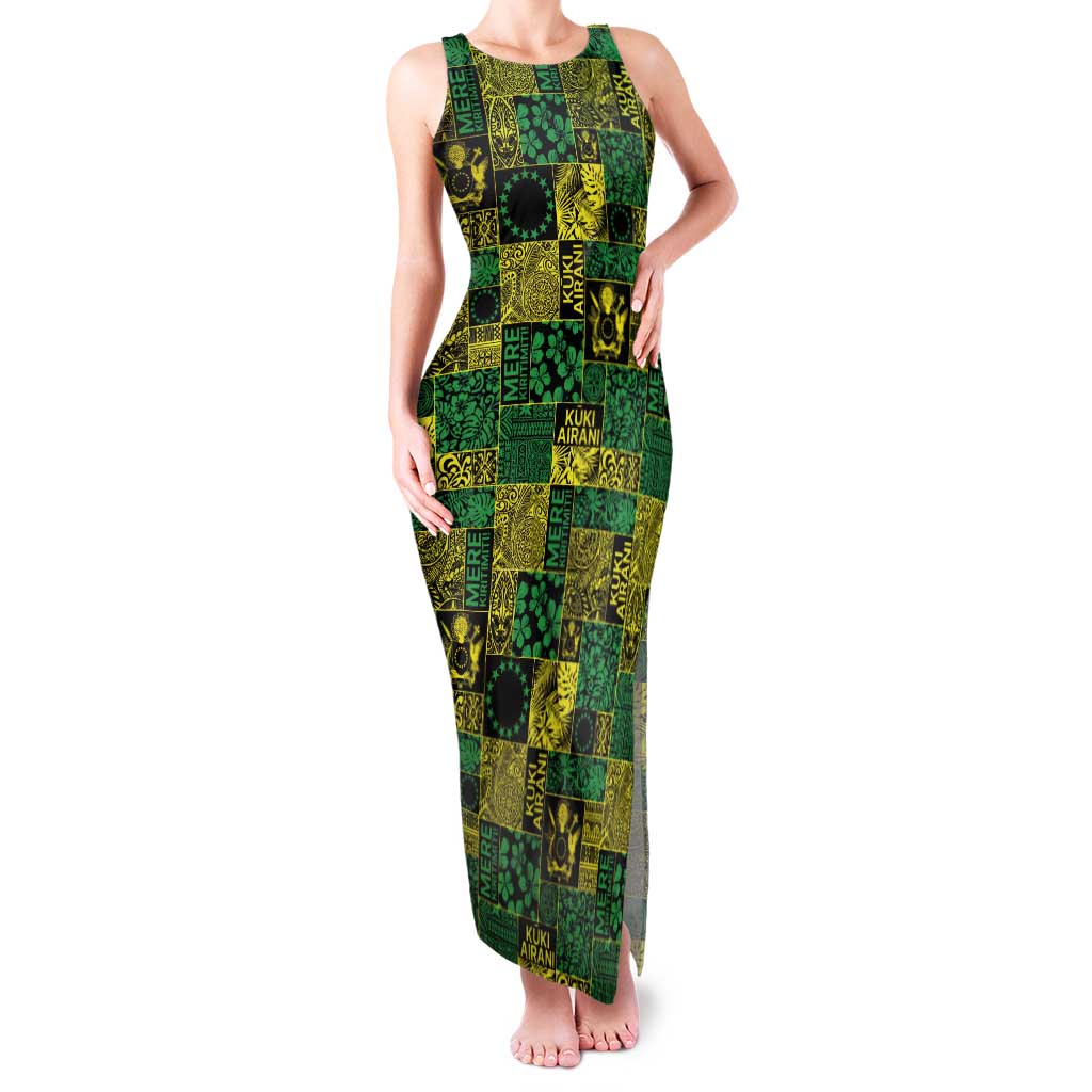 Cook Islands Mere Kiritimiti Tank Maxi Dress Pacific Patchwork Xmas Vibes - Polynesian Pride