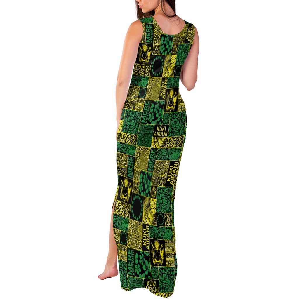 Cook Islands Mere Kiritimiti Tank Maxi Dress Pacific Patchwork Xmas Vibes - Polynesian Pride