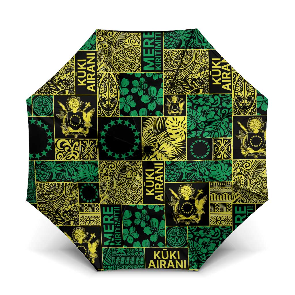 Cook Islands Mere Kiritimiti Umbrella Pacific Patchwork Xmas Vibes - Polynesian Pride