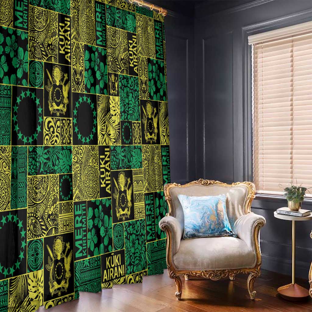 Cook Islands Mere Kiritimiti Window Curtain Pacific Patchwork Xmas Vibes - Polynesian Pride
