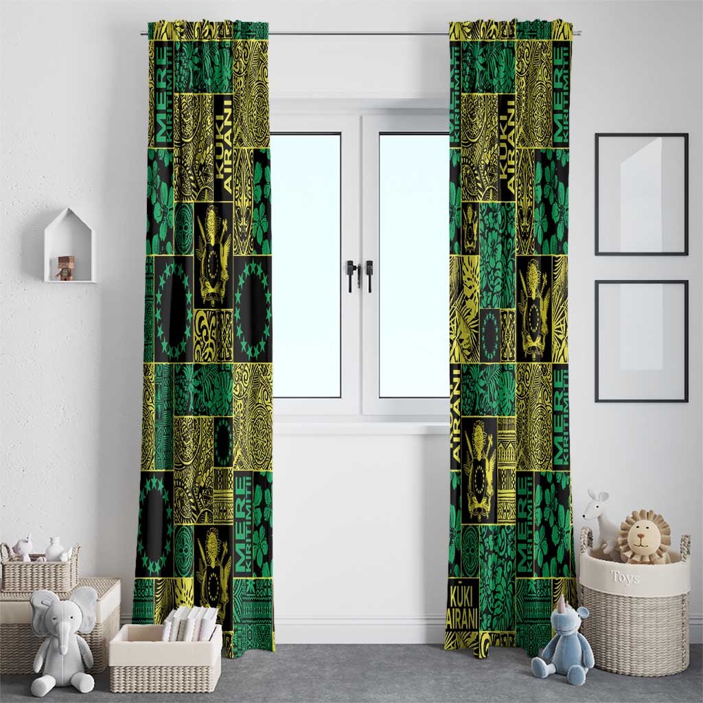 Cook Islands Mere Kiritimiti Window Curtain Pacific Patchwork Xmas Vibes - Polynesian Pride