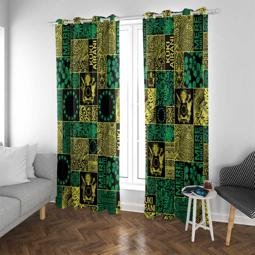 Cook Islands Mere Kiritimiti Window Curtain Pacific Patchwork Xmas Vibes - Polynesian Pride