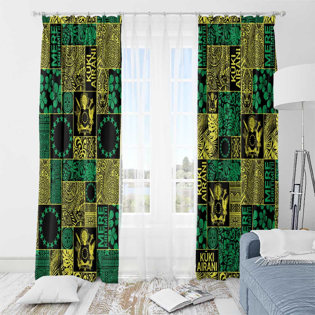 Cook Islands Mere Kiritimiti Window Curtain Pacific Patchwork Xmas Vibes - Polynesian Pride