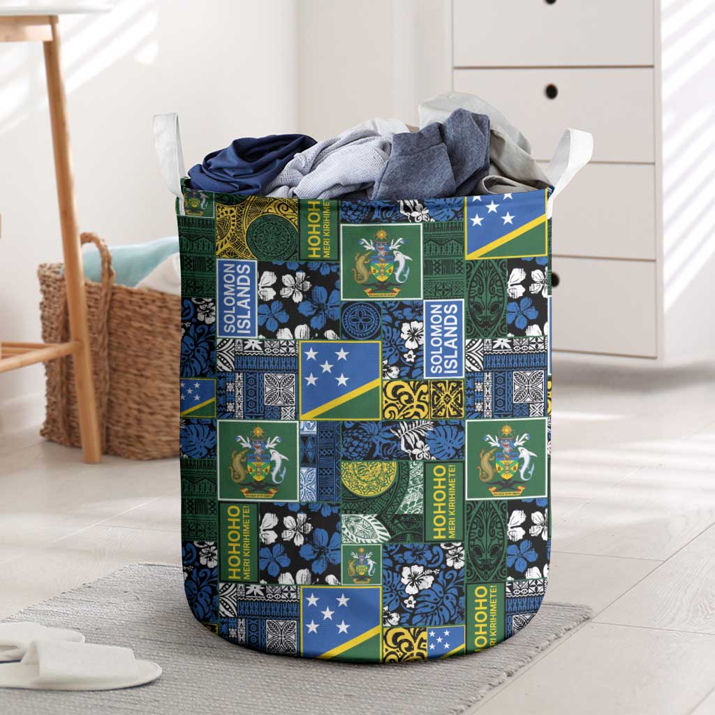 Solomon Islands Meri Kirihimete Laundry Basket Pacific Patchwork Xmas Vibes - Polynesian Pride