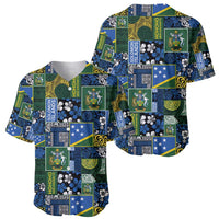 Solomon Islands Meri Kirihimete Baseball Jersey Pacific Patchwork Xmas Vibes - Polynesian Pride