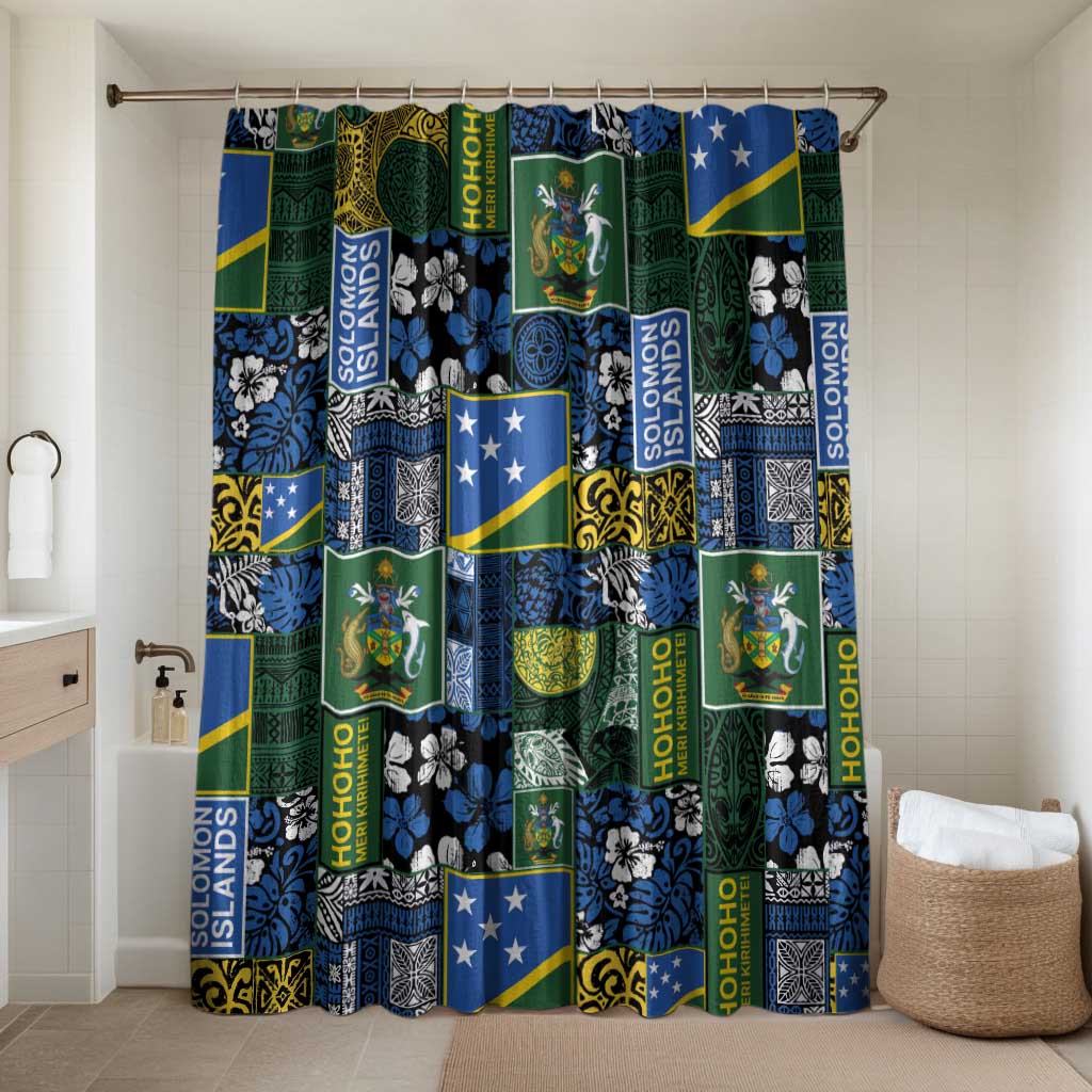 Solomon Islands Meri Kirihimete Bathroom Set Pacific Patchwork Xmas Vibes - Polynesian Pride
