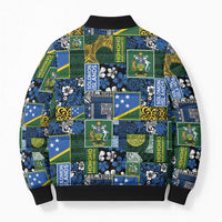 Solomon Islands Meri Kirihimete Bomber Puffer Jacket Pacific Patchwork Xmas Vibes - Polynesian Pride