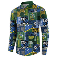 Solomon Islands Meri Kirihimete Button Sweatshirt Pacific Patchwork Xmas Vibes - Polynesian Pride