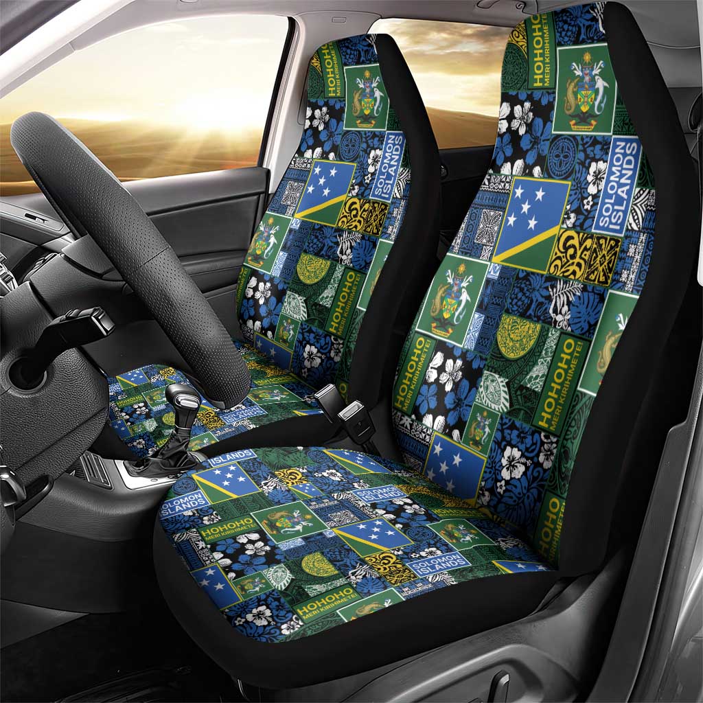 Solomon Islands Meri Kirihimete Car Seat Cover Pacific Patchwork Xmas Vibes - Polynesian Pride