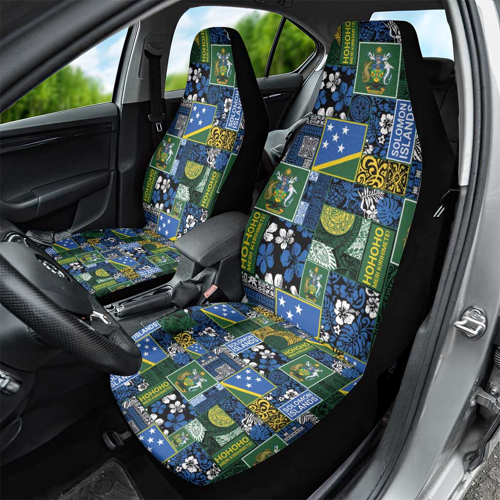 Solomon Islands Meri Kirihimete Car Seat Cover Pacific Patchwork Xmas Vibes - Polynesian Pride