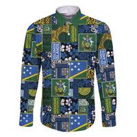 Solomon Islands Meri Kirihimete Family Matching Off The Shoulder Long Sleeve Dress and Hawaiian Shirt Pacific Patchwork Xmas Vibes - Polynesian Pride