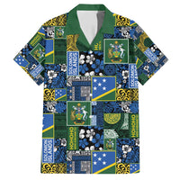 Solomon Islands Meri Kirihimete Family Matching Off Shoulder Short Dress and Hawaiian Shirt Pacific Patchwork Xmas Vibes - Polynesian Pride