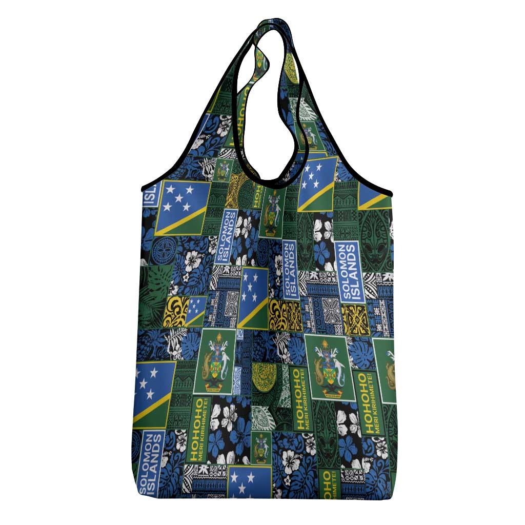Solomon Islands Meri Kirihimete Grocery Bag Pacific Patchwork Xmas Vibes - Polynesian Pride