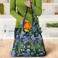 Solomon Islands Meri Kirihimete Grocery Bag Pacific Patchwork Xmas Vibes - Polynesian Pride