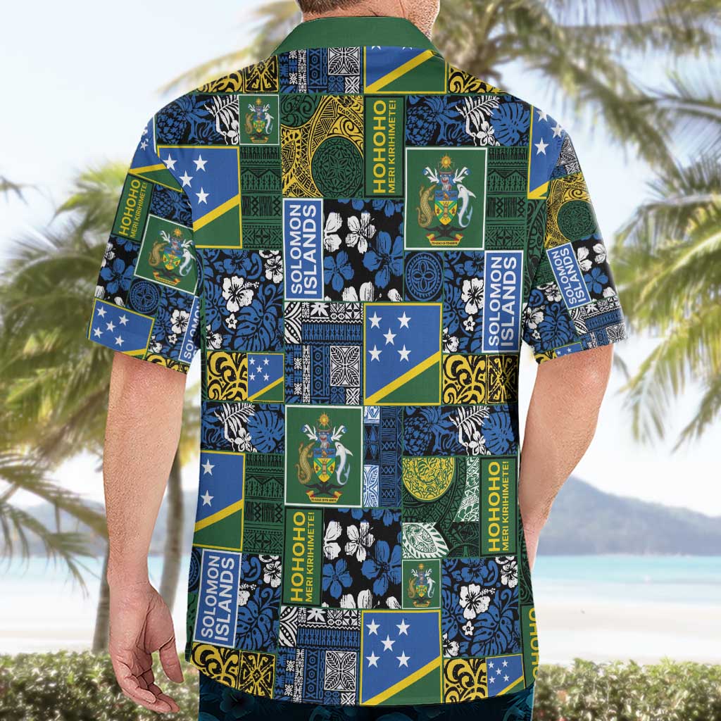Solomon Islands Meri Kirihimete Hawaiian Shirt Pacific Patchwork Xmas Vibes - Polynesian Pride