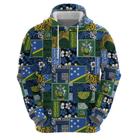 Solomon Islands Meri Kirihimete Hoodie Pacific Patchwork Xmas Vibes - Polynesian Pride