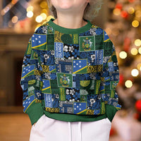 Solomon Islands Meri Kirihimete Kid Ugly Christmas Sweater Pacific Patchwork Xmas Vibes - Polynesian Pride