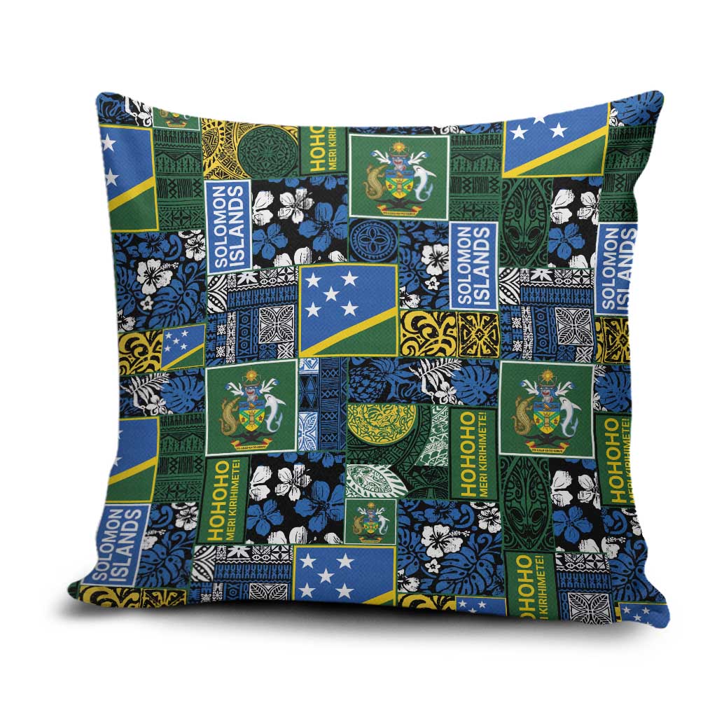 Solomon Islands Meri Kirihimete Pillow Cover Pacific Patchwork Xmas Vibes - Polynesian Pride