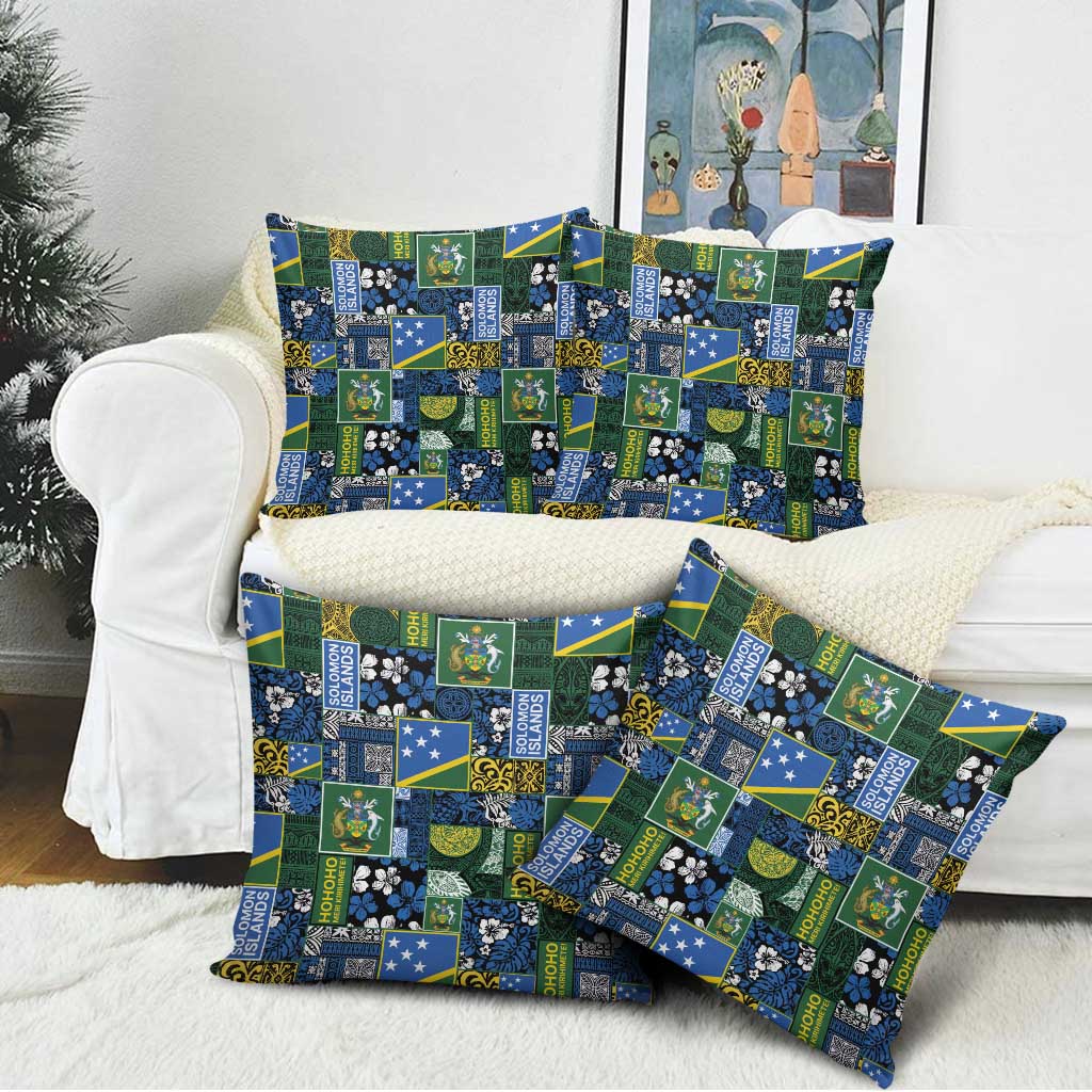 Solomon Islands Meri Kirihimete Pillow Cover Pacific Patchwork Xmas Vibes - Polynesian Pride