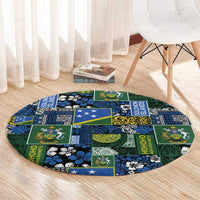 Solomon Islands Meri Kirihimete Round Carpet Pacific Patchwork Xmas Vibes - Polynesian Pride