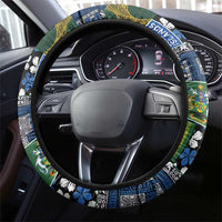Solomon Islands Meri Kirihimete Steering Wheel Cover Pacific Patchwork Xmas Vibes - Polynesian Pride