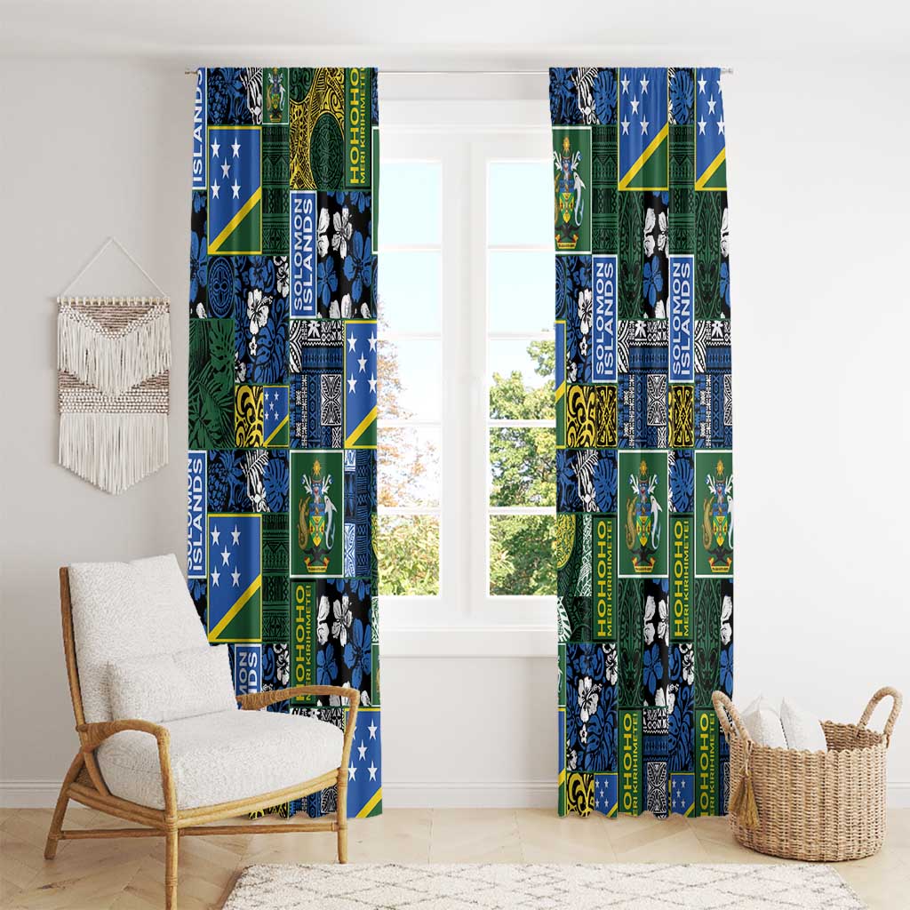 Solomon Islands Meri Kirihimete Window Curtain Pacific Patchwork Xmas Vibes - Polynesian Pride