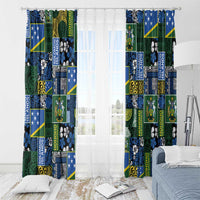 Solomon Islands Meri Kirihimete Window Curtain Pacific Patchwork Xmas Vibes - Polynesian Pride