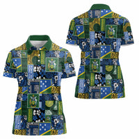 Solomon Islands Meri Kirihimete Women Polo Shirt Pacific Patchwork Xmas Vibes - Polynesian Pride