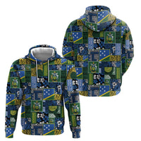 Solomon Islands Meri Kirihimete Zip Hoodie Pacific Patchwork Xmas Vibes - Polynesian Pride