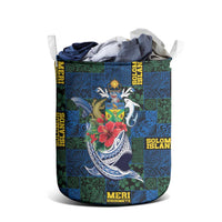 Solomon Islands Meri Kirihimete Laundry Basket Funny Santa Riding Shark - Polynesian Pride