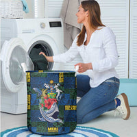 Solomon Islands Meri Kirihimete Laundry Basket Funny Santa Riding Shark - Polynesian Pride