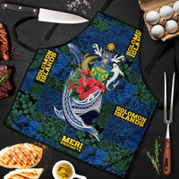 Solomon Islands Meri Kirihimete Apron Funny Santa Riding Shark - Polynesian Pride