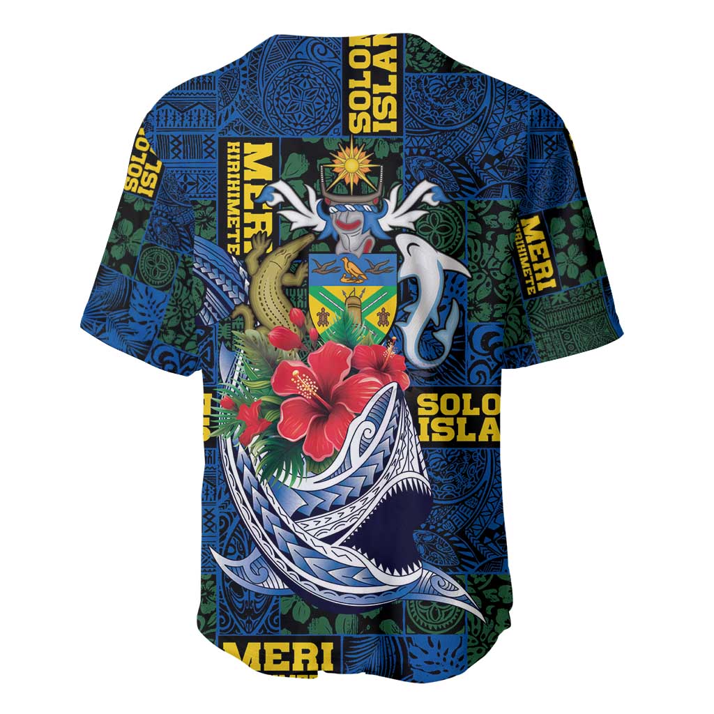 Solomon Islands Meri Kirihimete Baseball Jersey Funny Santa Riding Shark - Polynesian Pride