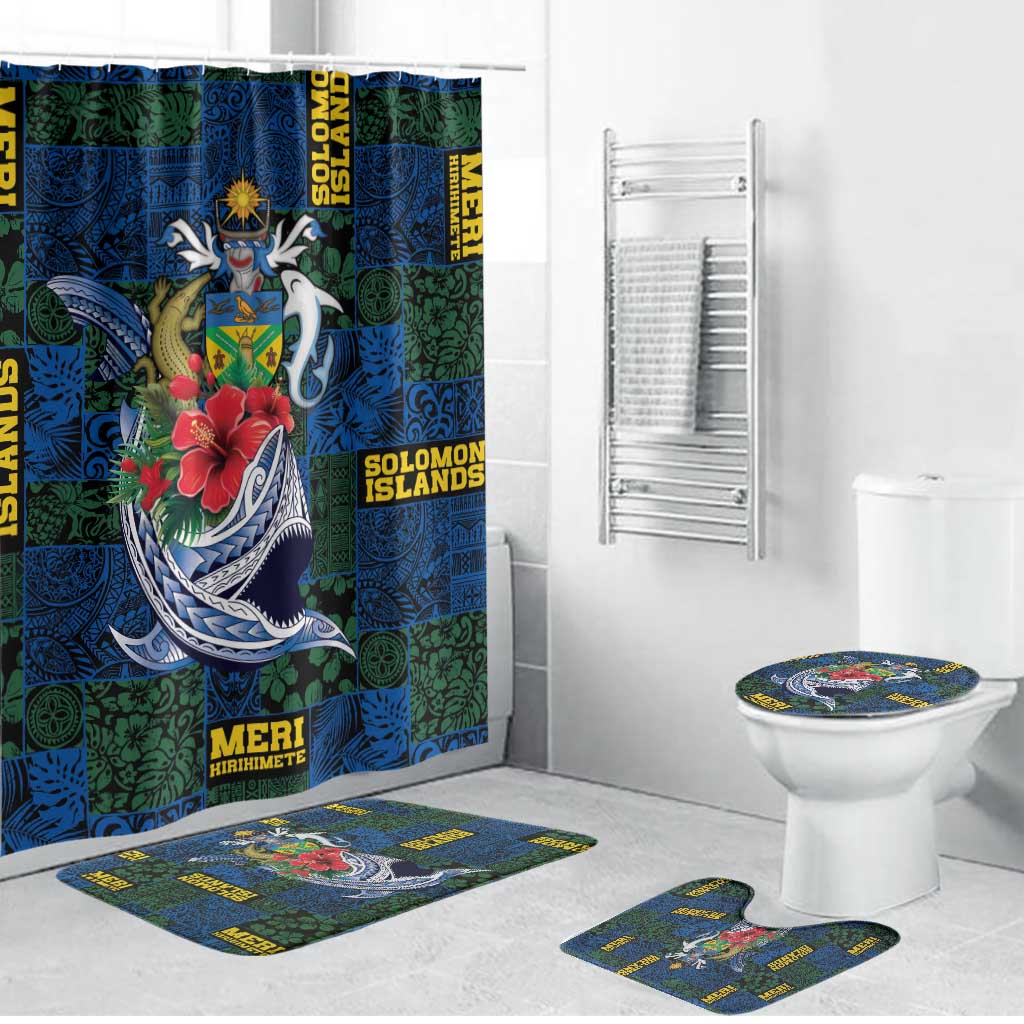 Solomon Islands Meri Kirihimete Bathroom Set Funny Santa Riding Shark - Polynesian Pride