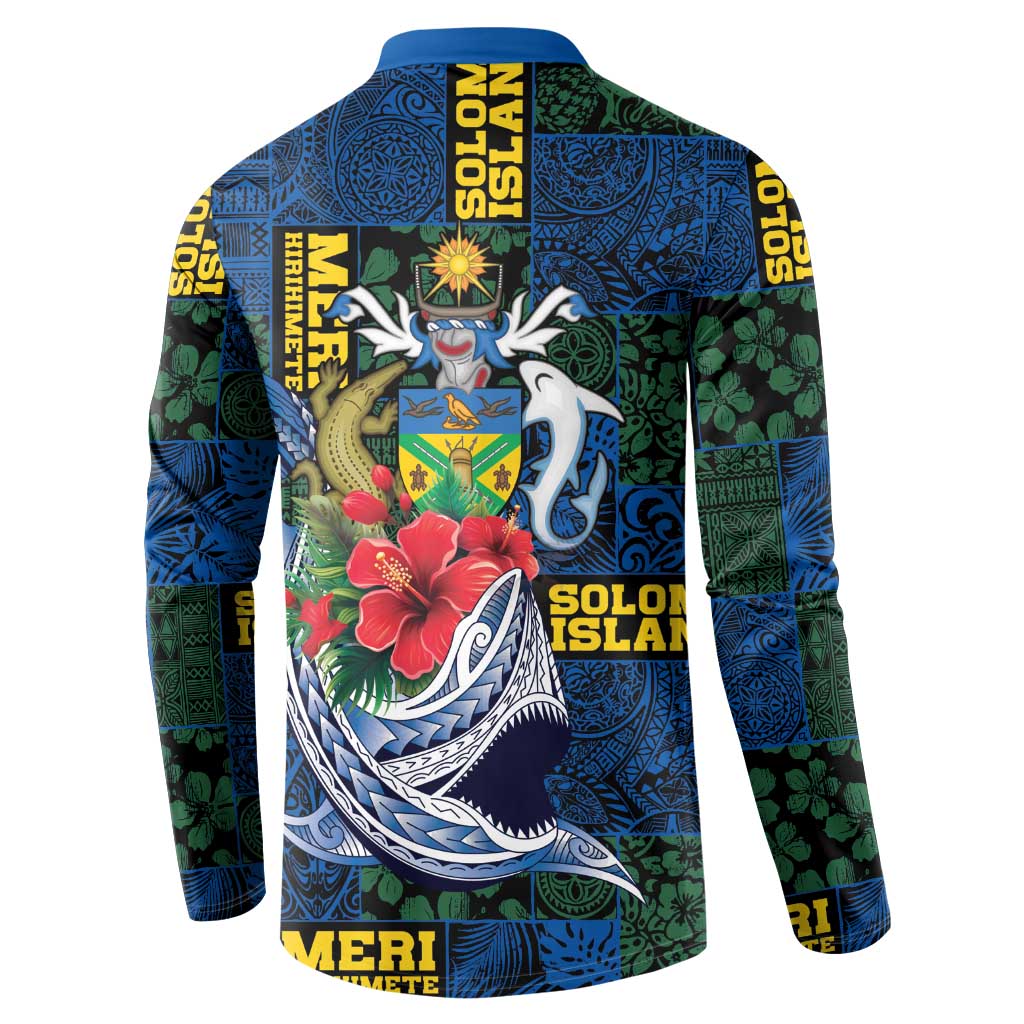 Solomon Islands Meri Kirihimete Button Sweatshirt Funny Santa Riding Shark - Polynesian Pride