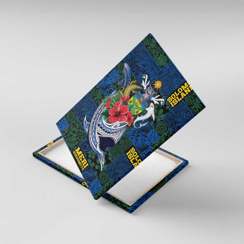 Solomon Islands Meri Kirihimete Canvas Wall Art Funny Santa Riding Shark - Polynesian Pride