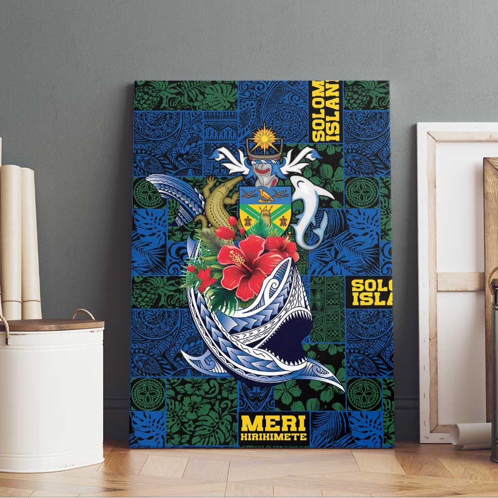 Solomon Islands Meri Kirihimete Canvas Wall Art Funny Santa Riding Shark - Polynesian Pride