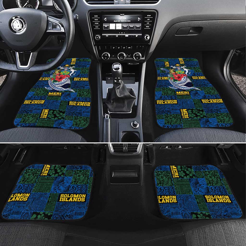 Solomon Islands Meri Kirihimete Car Mats Funny Santa Riding Shark - Polynesian Pride