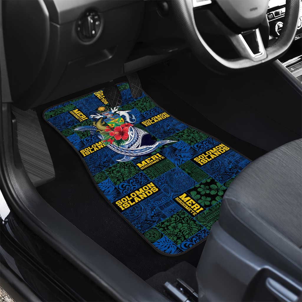 Solomon Islands Meri Kirihimete Car Mats Funny Santa Riding Shark - Polynesian Pride