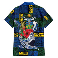 Solomon Islands Meri Kirihimete Family Matching Off Shoulder Short Dress and Hawaiian Shirt Funny Santa Riding Shark - Polynesian Pride