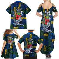 Solomon Islands Meri Kirihimete Family Matching Summer Maxi Dress and Hawaiian Shirt Funny Santa Riding Shark - Polynesian Pride