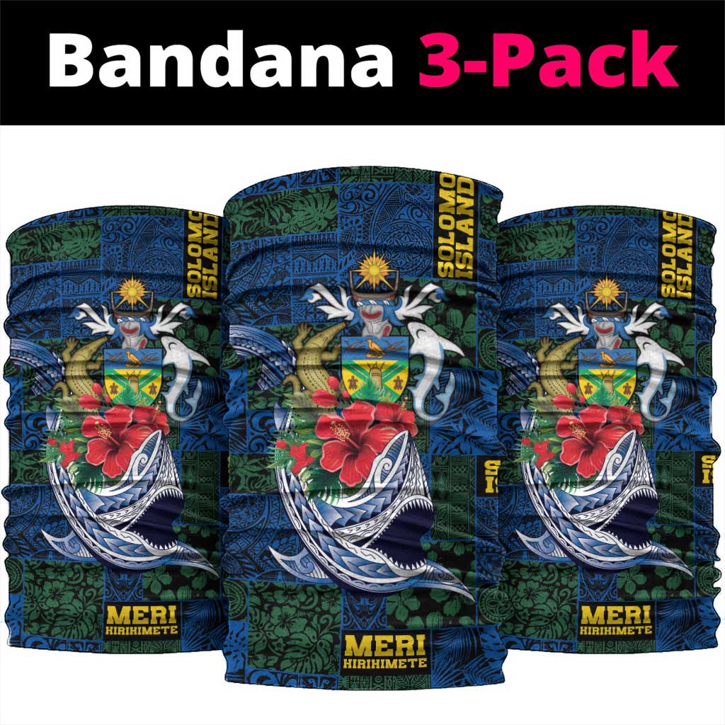 Solomon Islands Meri Kirihimete Neck Gaiter Funny Santa Riding Shark - Polynesian Pride