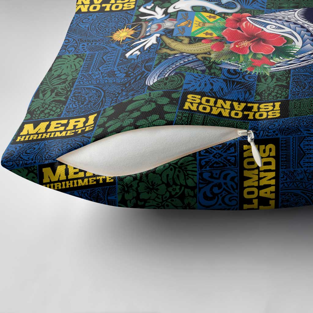 Solomon Islands Meri Kirihimete Pillow Cover Funny Santa Riding Shark - Polynesian Pride