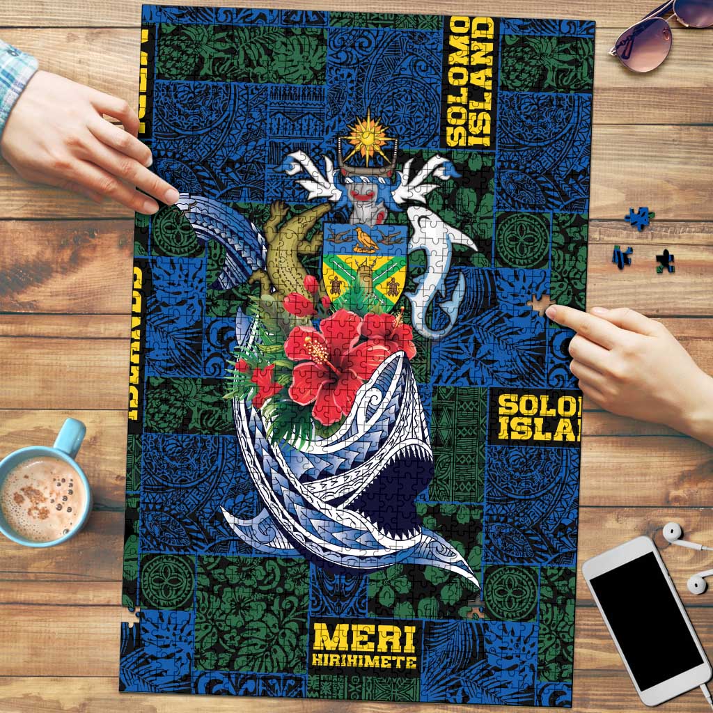 Solomon Islands Meri Kirihimete Puzzle Funny Santa Riding Shark - Polynesian Pride