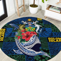 Solomon Islands Meri Kirihimete Round Carpet Funny Santa Riding Shark - Polynesian Pride