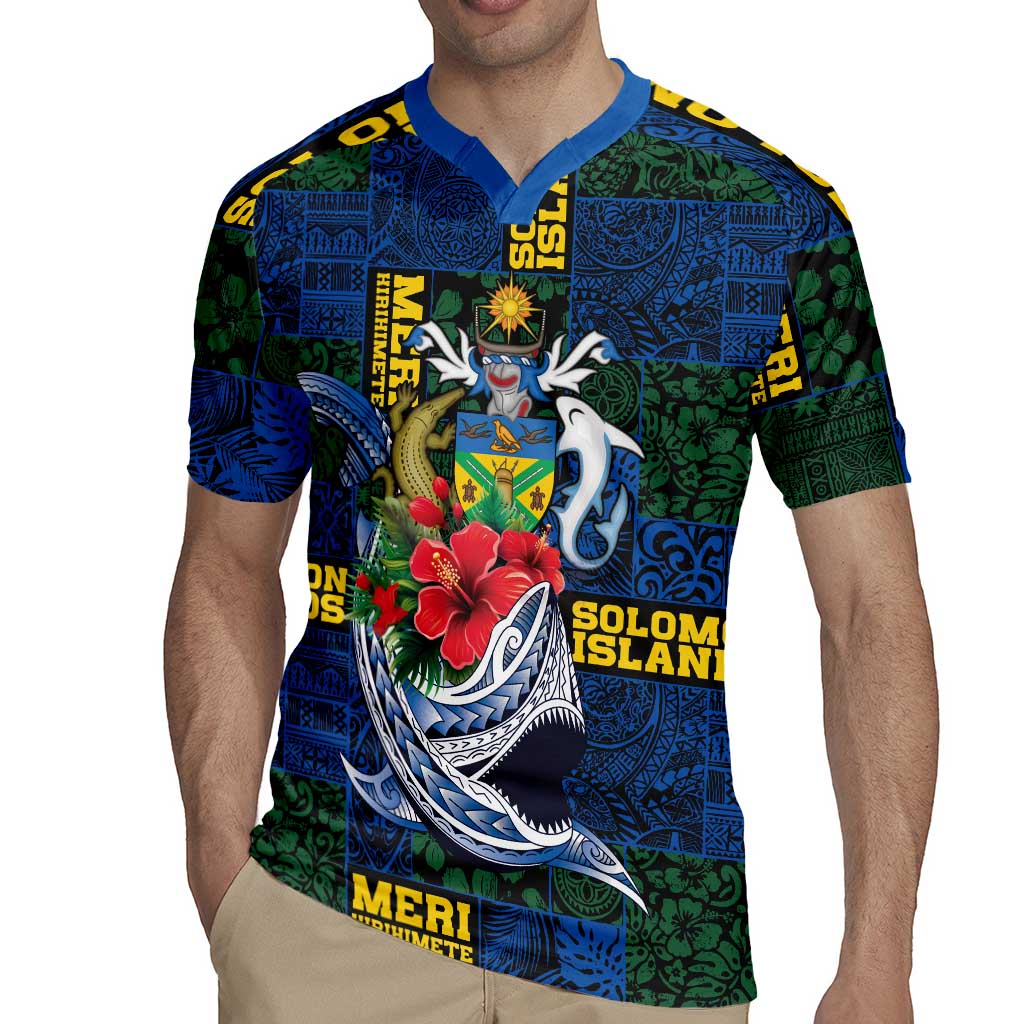 Solomon Islands Meri Kirihimete Rugby Jersey Funny Santa Riding Shark - Polynesian Pride