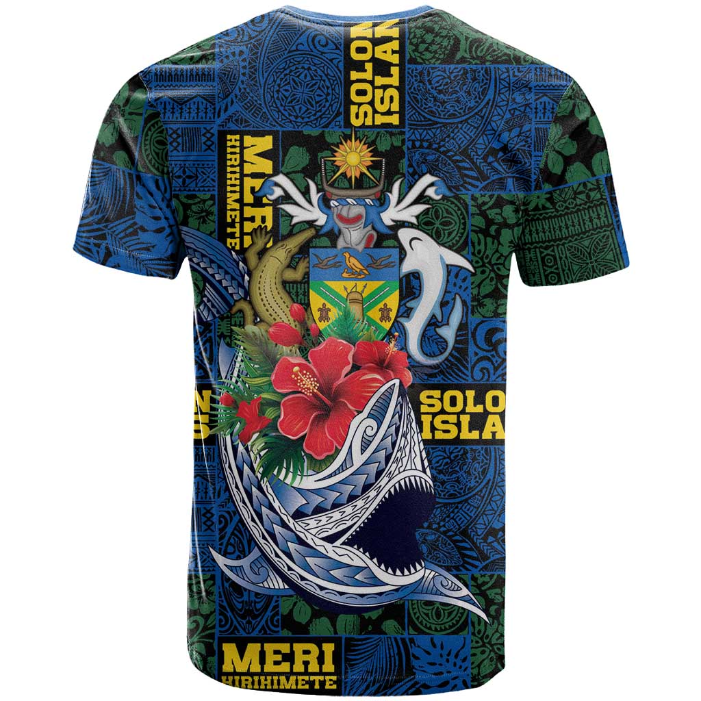 Solomon Islands Meri Kirihimete T Shirt Funny Santa Riding Shark - Polynesian Pride