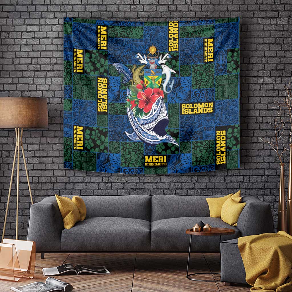 Solomon Islands Meri Kirihimete Tapestry Funny Santa Riding Shark - Polynesian Pride