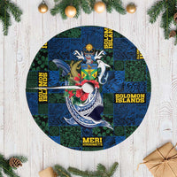 Solomon Islands Meri Kirihimete Tree Skirt Funny Santa Riding Shark - Polynesian Pride